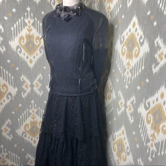 Ralph Lauren Black on Black Embroidered Tulle & Lace Tiered Maxi Ball Skirt - Picture 10 of 16